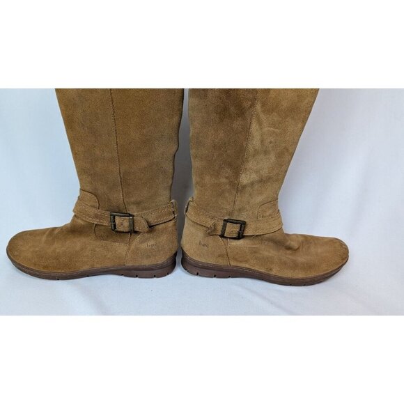 BOC Born sz 8M Riding Boots Brown Suede Leather Buckle Zip Knee High Pirate Boho - Picture 10 of 14